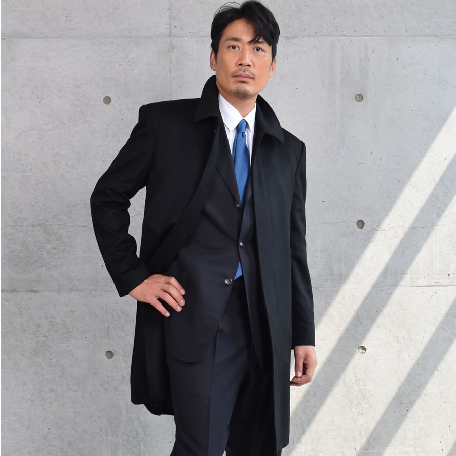 爆買 ステンカラーコート メンズ カシミヤ カシミア100％ ニーレングス