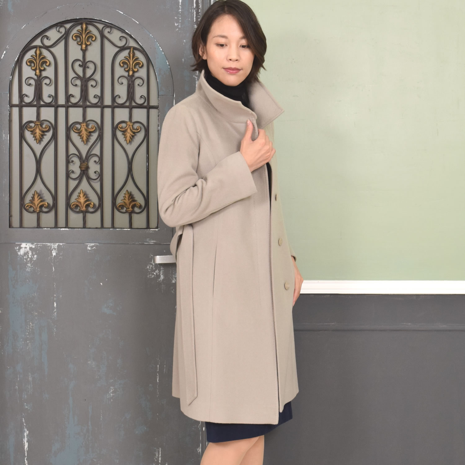 爆買 コート レディース スタンドコート カシミヤ 100％ カシミア