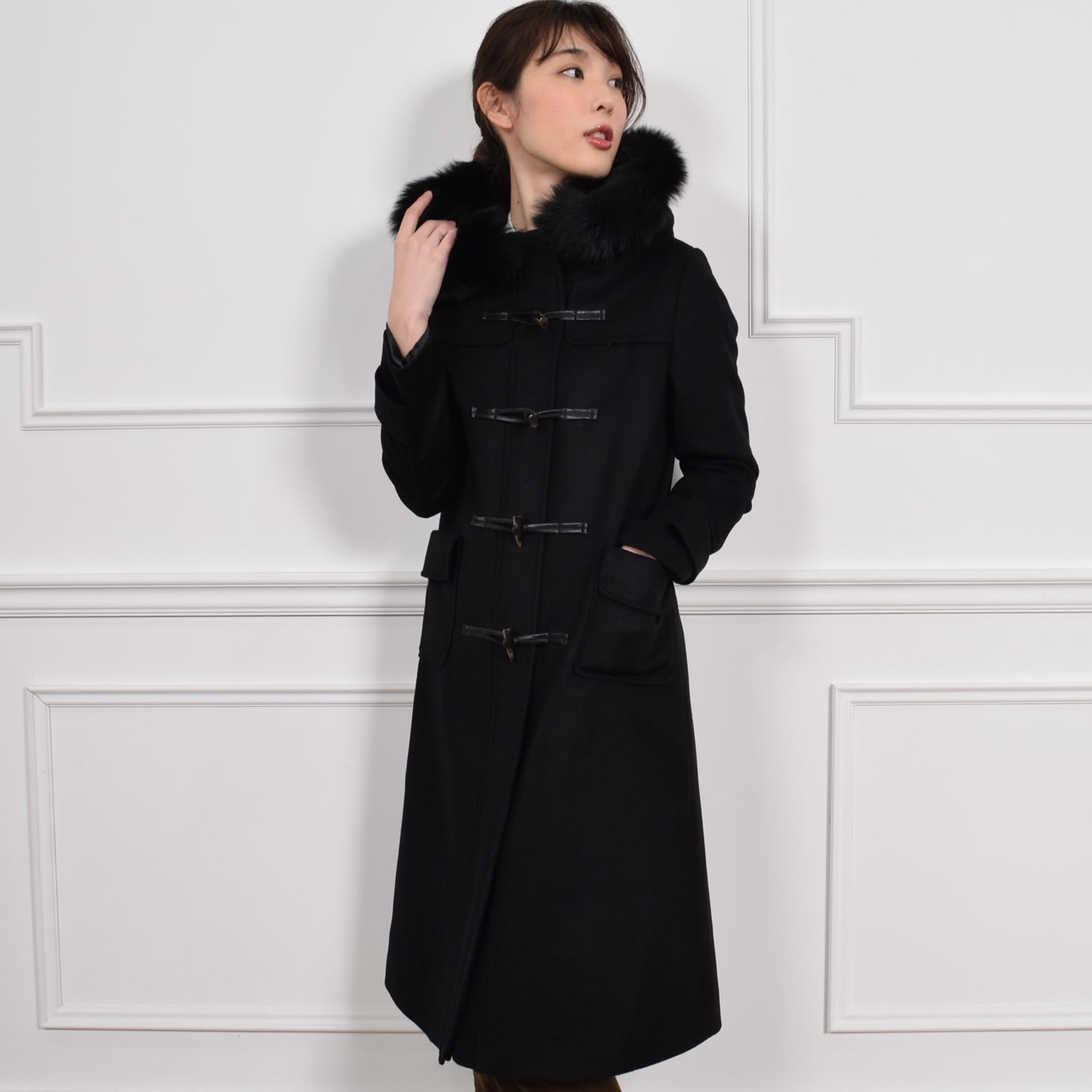 Merfirge ダッフルコートカシミヤ混 ウール ダッフル コート ロング丈