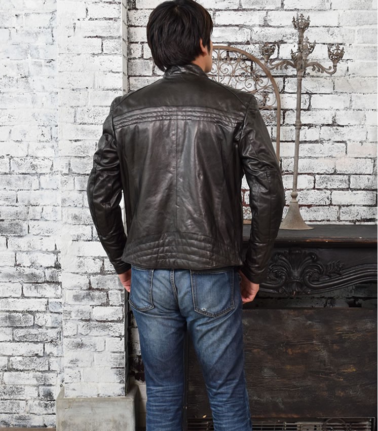 イタリア製 本革 ラム レザー メンズ ライダース ジャケット 本皮