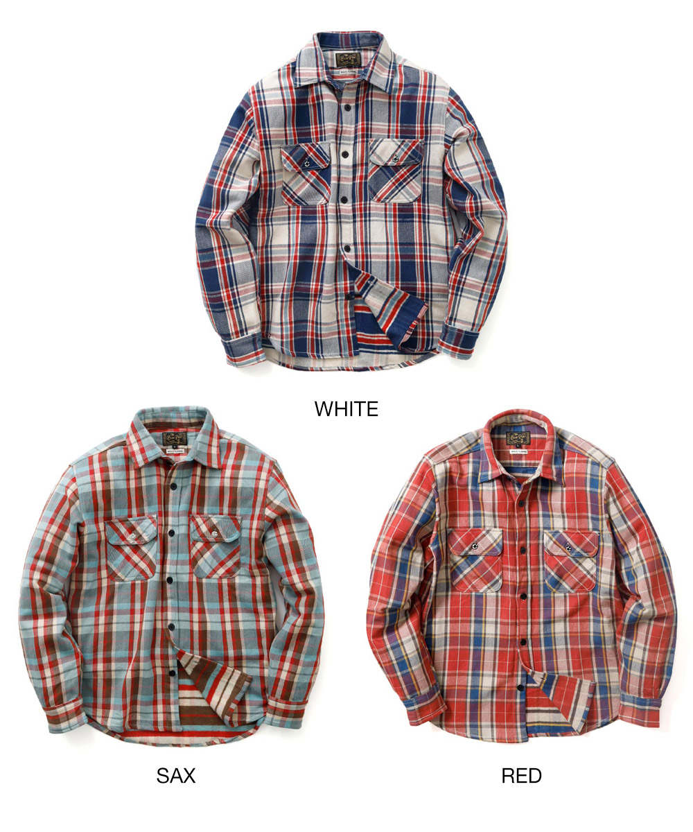 BLUE PORT 3000円オフクーポン対象 ネルシャツ メンズ チェックシャツ