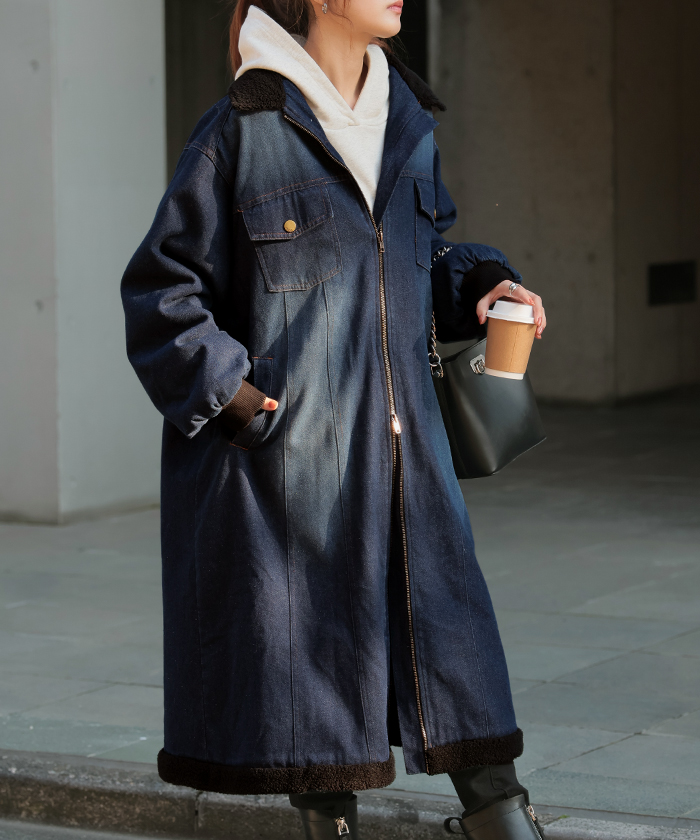 HUG.U（ハグユー） コート デニム 裏 ボア レディース アウター 長袖