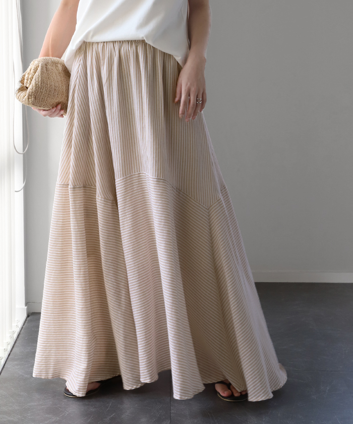 HUG.U（ハグユー） スカート ストライプ ロングスカート ボーダー