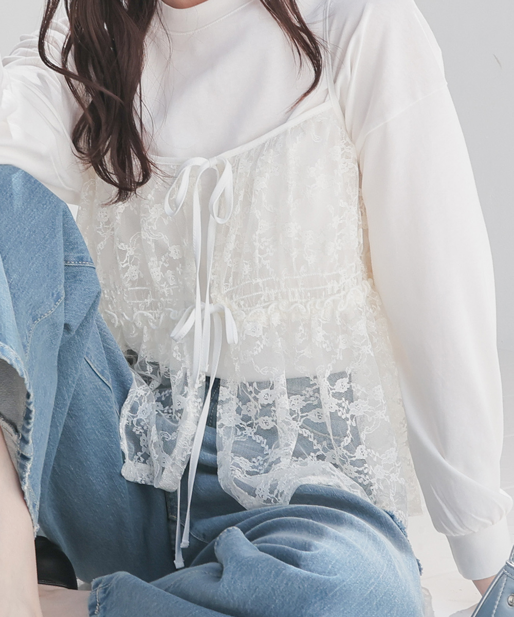 Honeys（ハニーズ） トップス キャミソール レース チュールレース 花