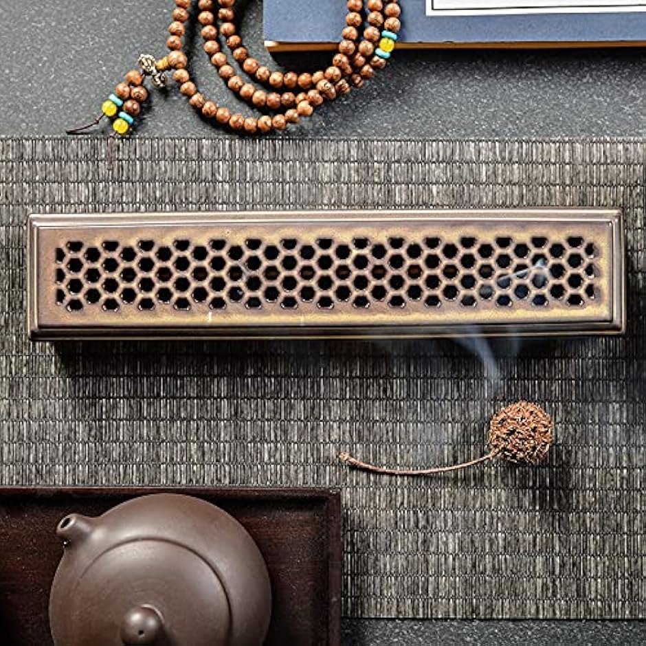 お線香 線香立て お香立て 香炉 アロマ 座禅 仏具 セット( 褐色/茶色