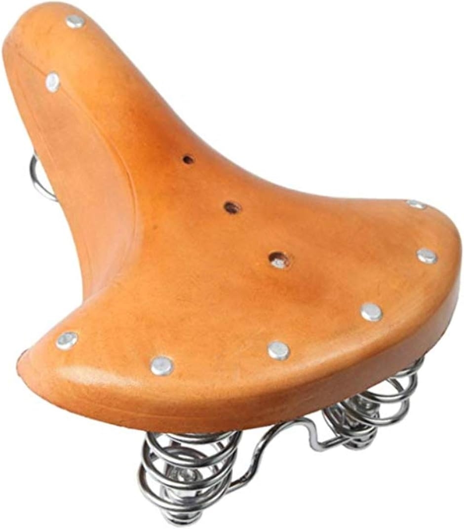 自転車 ハンモックサドル 本革 取替 昭和レトロ (ナチュラルブラウン