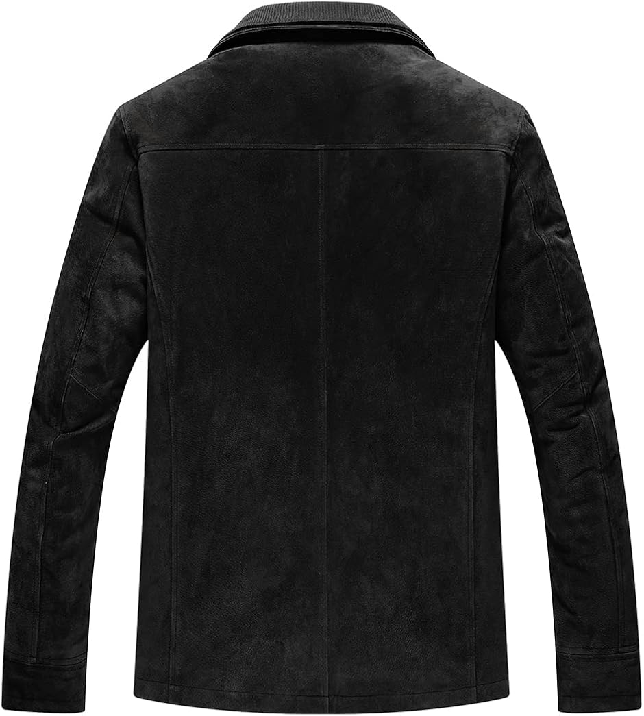 メンズ スエード レザージャケット クラシック 取り外し可能な襟付き