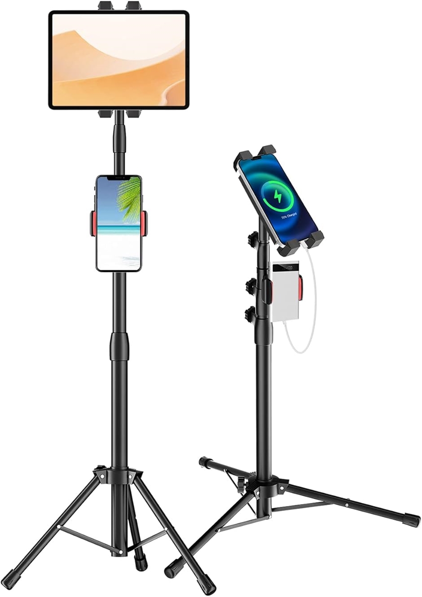 タブレット スタンド 三脚 フロアスタンド 二つクランプ付き 4〜13