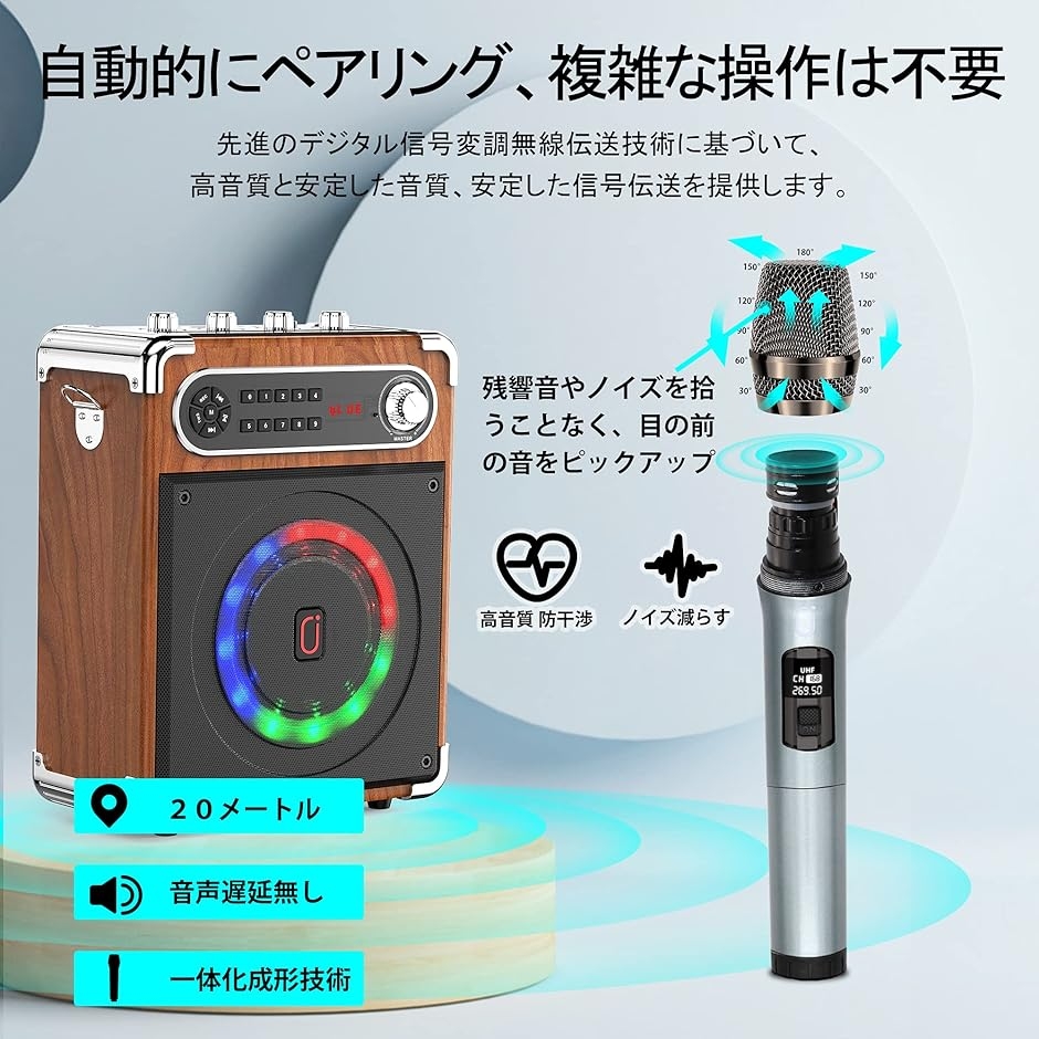 スピーカーセット 拡声器 ワイヤレスマイク2本 Bluetooth 5.0対応 高