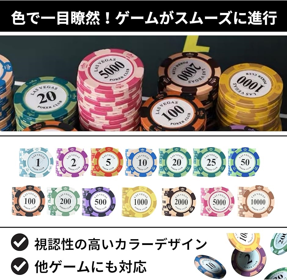 ポーカーチップ クレイ製 カジノチップ 10000 面値 単品 20枚セット