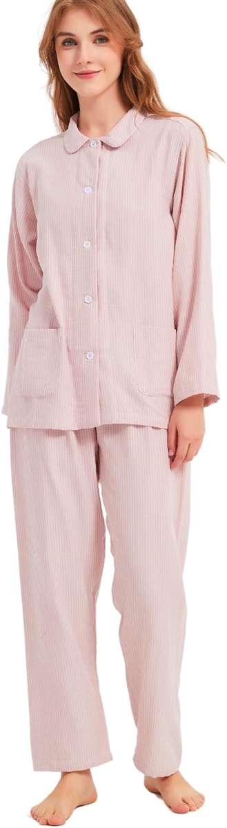 パジャマ レディース コットンフランネル 長袖 綿100 前開き 寝巻き