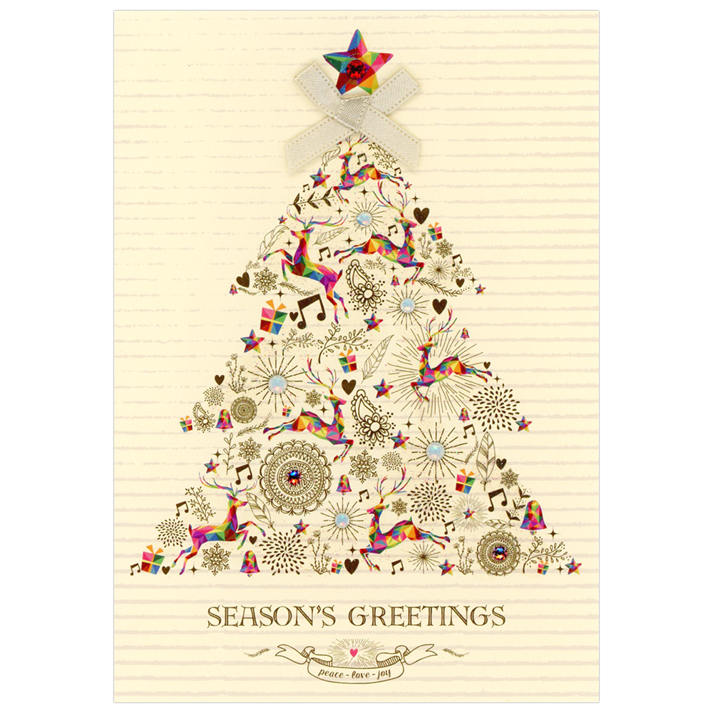 CHIKYU GREETINGS クリスマスカード 洋風 二つ折り クリスマスツリー