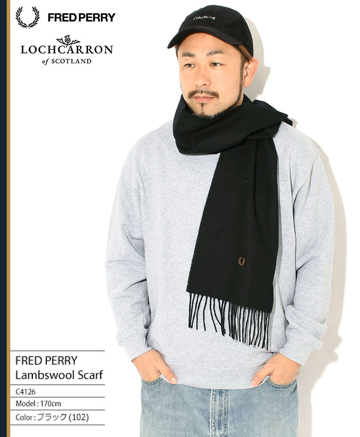 FRED PERRY（フレッドペリー） マフラー メンズ ラムウール スカーフ