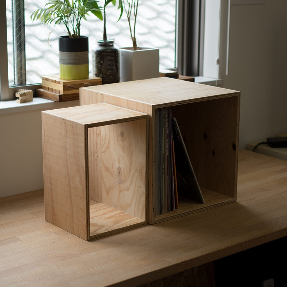 レコードボックス 収納 50枚 レコードラック 木箱 ナチュラル : イエノ