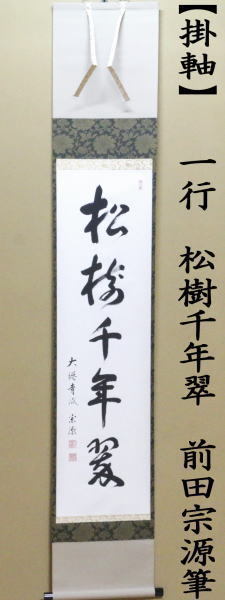 茶道具 掛軸 掛け軸 一行 松樹千年翠 前田宗源筆 茶道 : 茶道具いまや