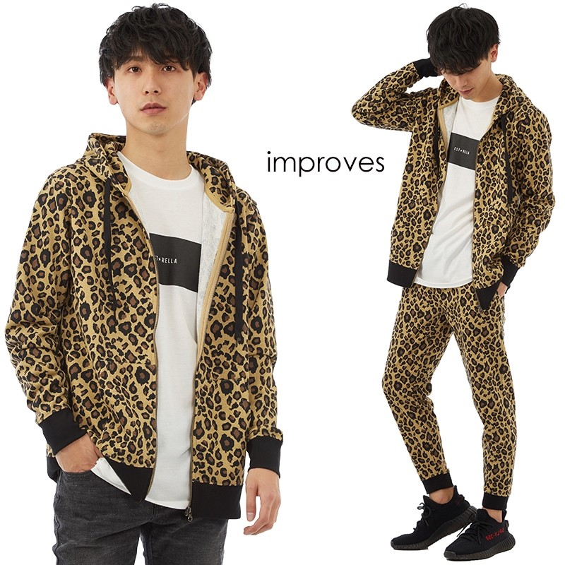improves（インプローブス） レオパード スウェット パーカー メンズ
