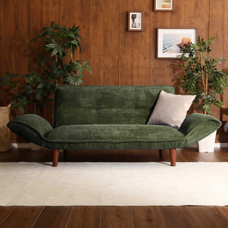 2人掛けソファー 三人掛けソファーコーデュロイ グリーン 緑 みどり