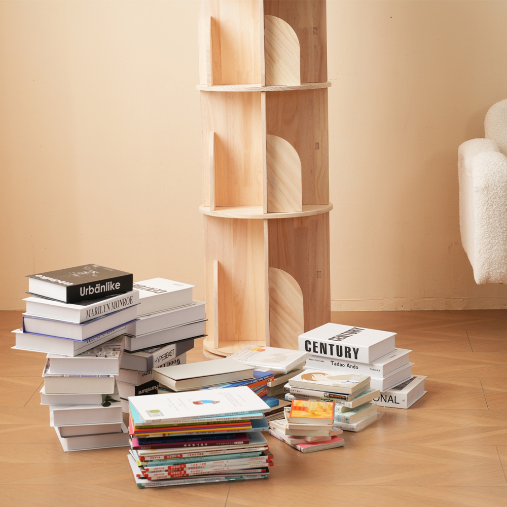 図鑑対応】回転式本棚 絵本棚 子供 漫画 ブックシェルフ 360度回転