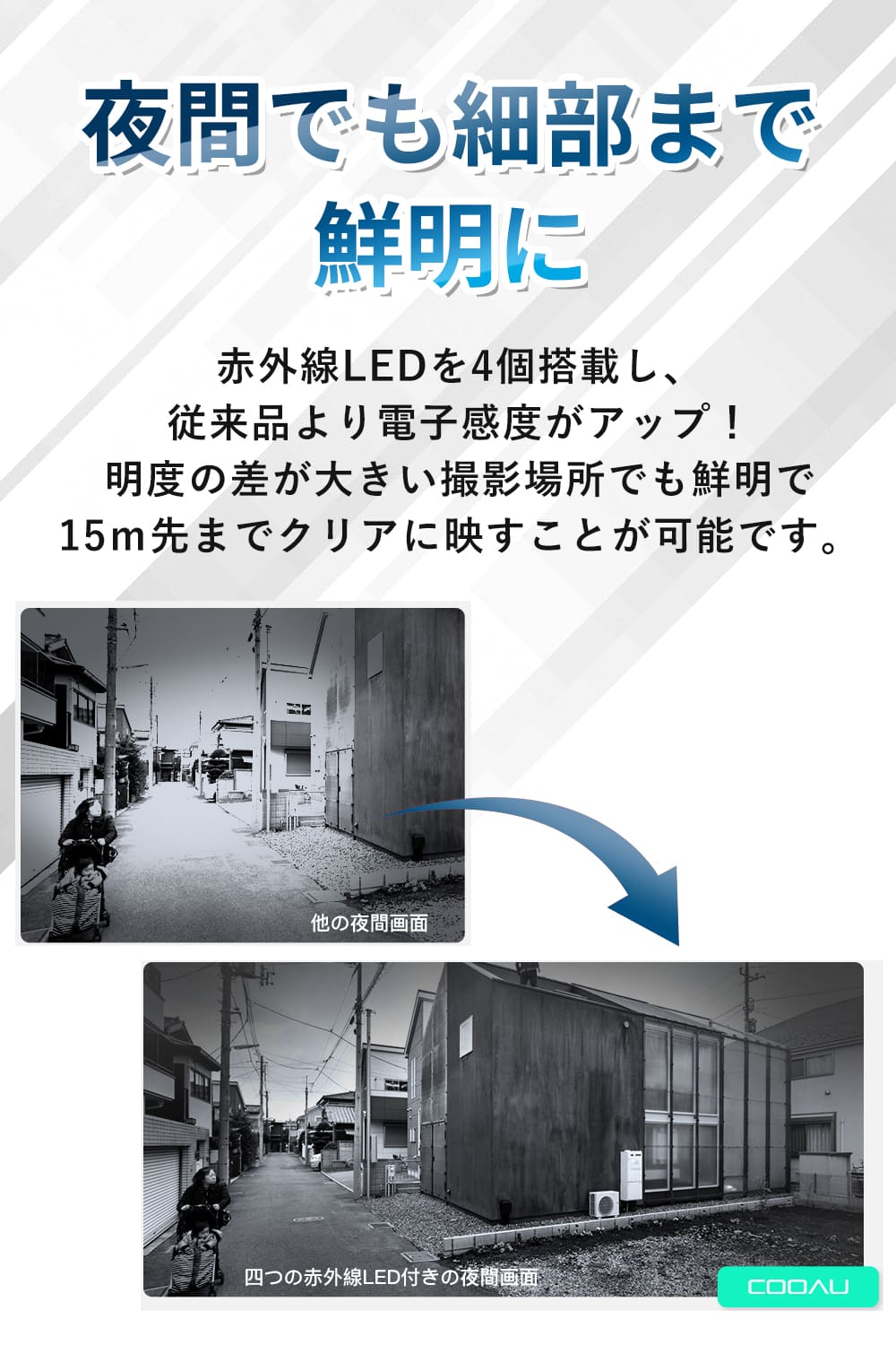 あすつく当日発送】【進化版500万超高画素】COOAU 防犯カメラ 屋外