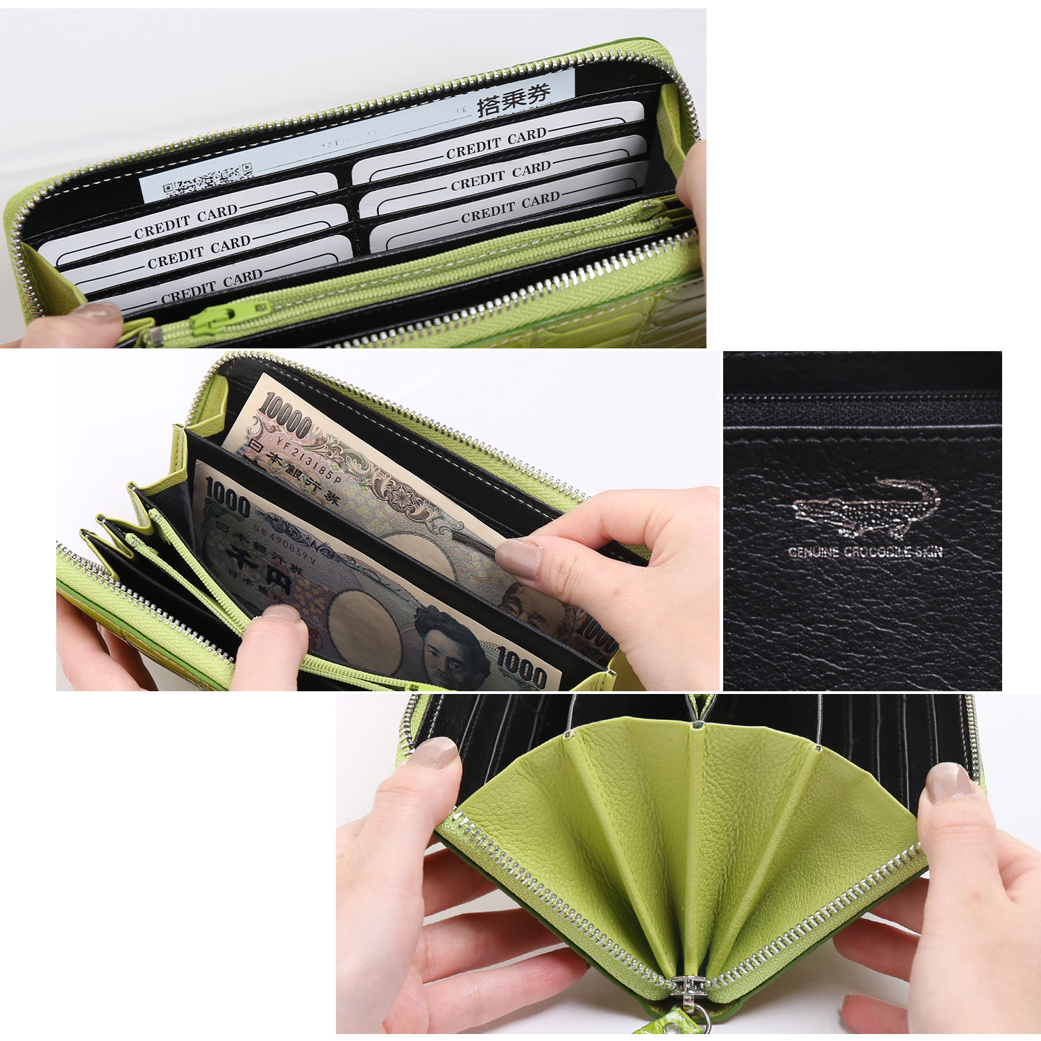 sankyo shokai（三京商会） クロコダイル長財布 シャイニング 加工