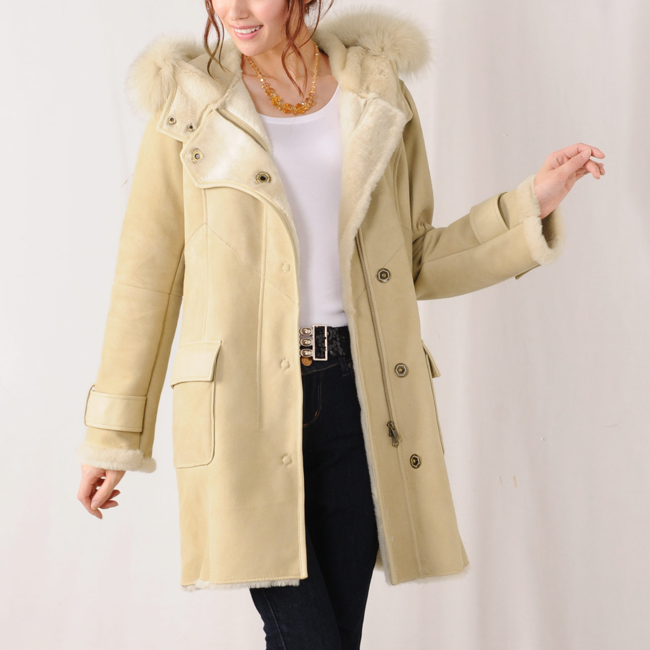 sankyo shokai（三京商会） ムートンコート Wフェイス フード付き