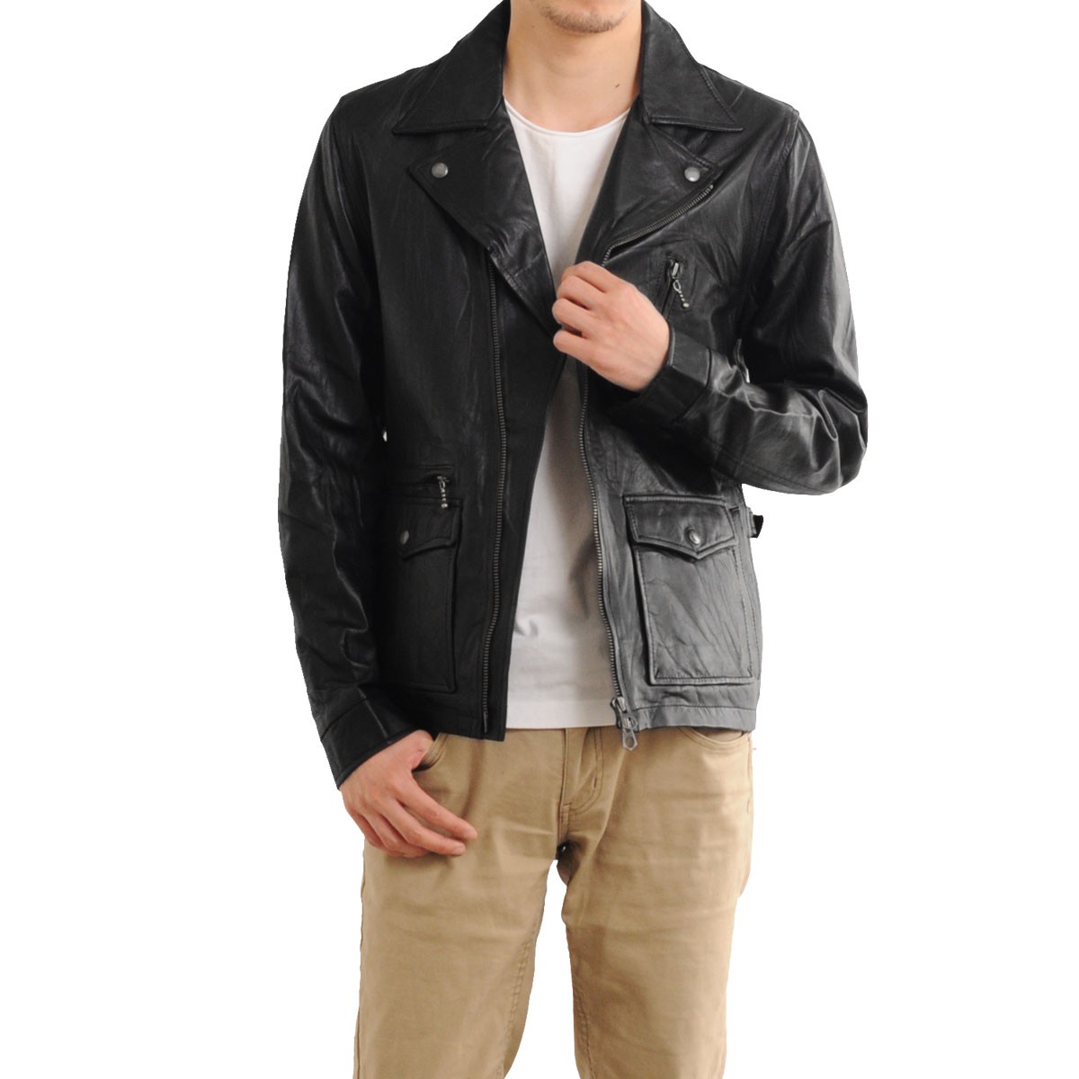 sankyo shokai（三京商会） ＜爆買＞ラムレザー ライダース ジャケット