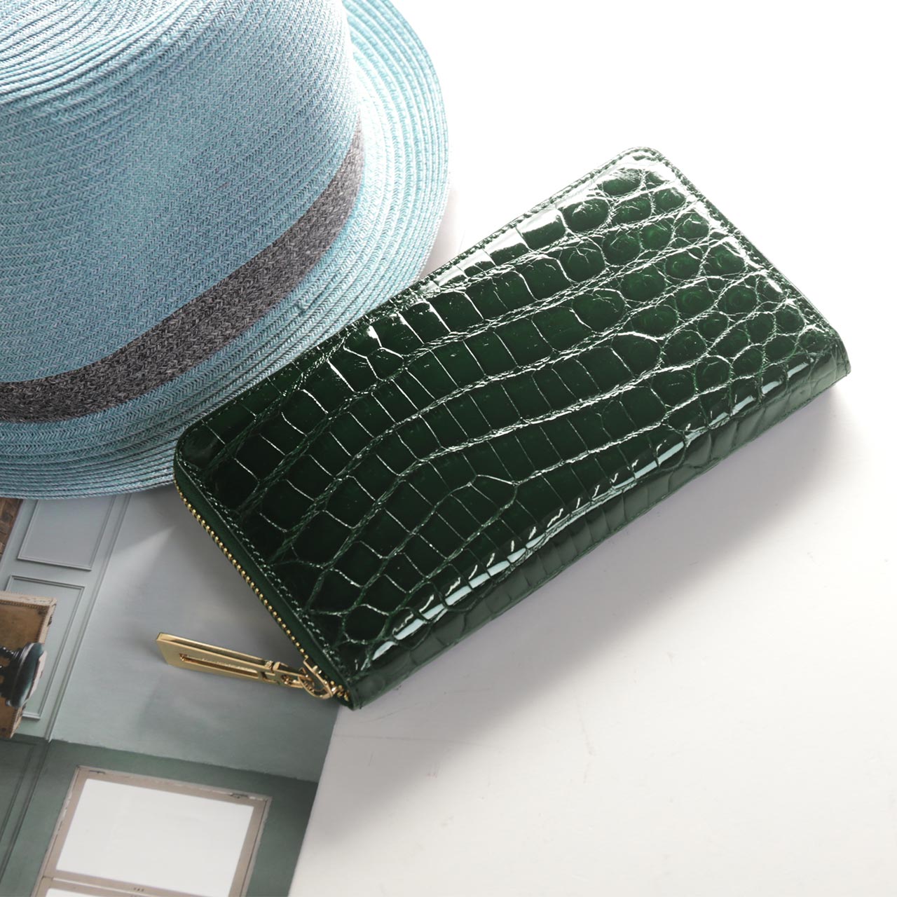 sankyo shokai（三京商会） クロコダイル長財布 シャイニング 加工