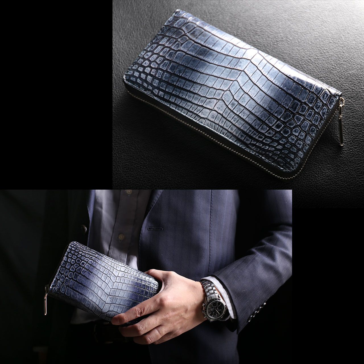 sankyo shokai（三京商会） クロコダイル メンズ 長財布 内装 パイソン