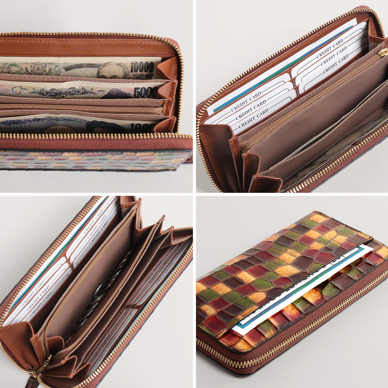 sankyo shokai（三京商会） 長財布 レディース 本革 ステンドグラス風