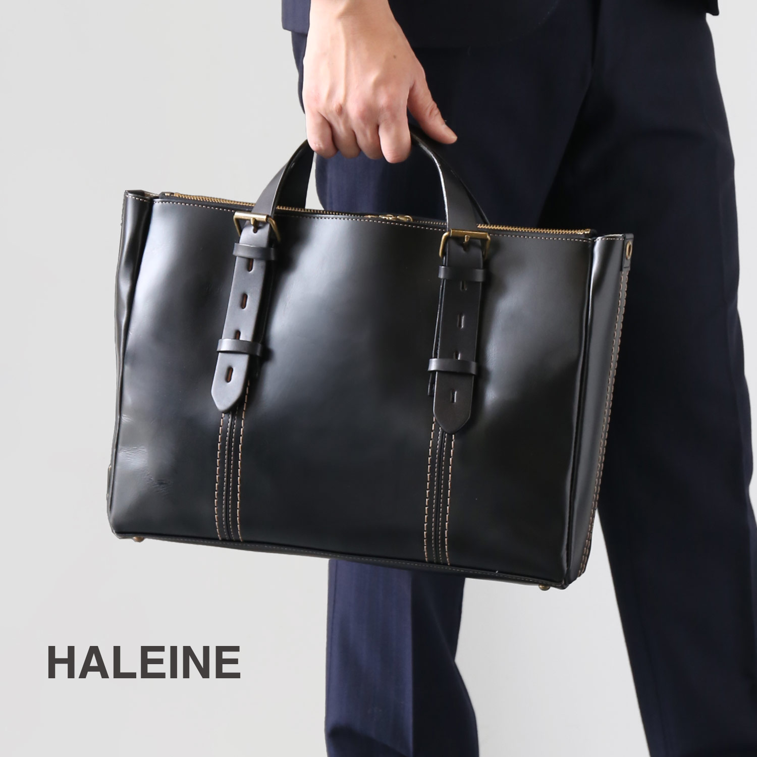 HALEINE（アレンヌ） 牛革 ビジネスバッグ 2way 日本製 ステッチ
