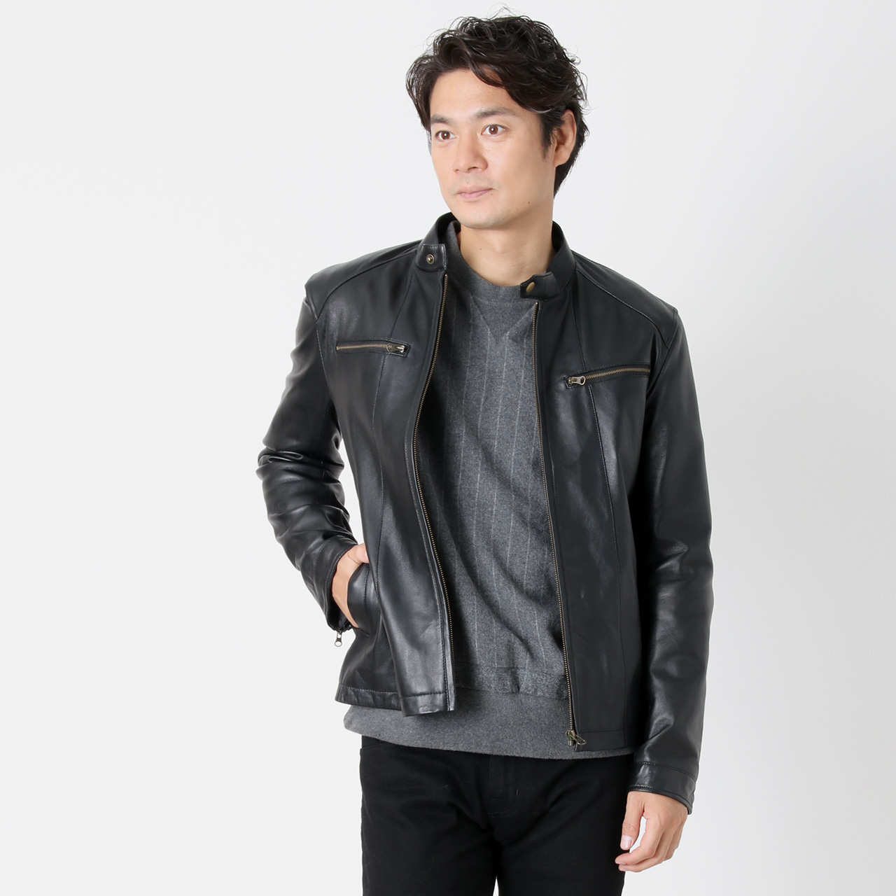 sankyo shokai（三京商会） ＜爆買＞ラムレザー シングル ライダース