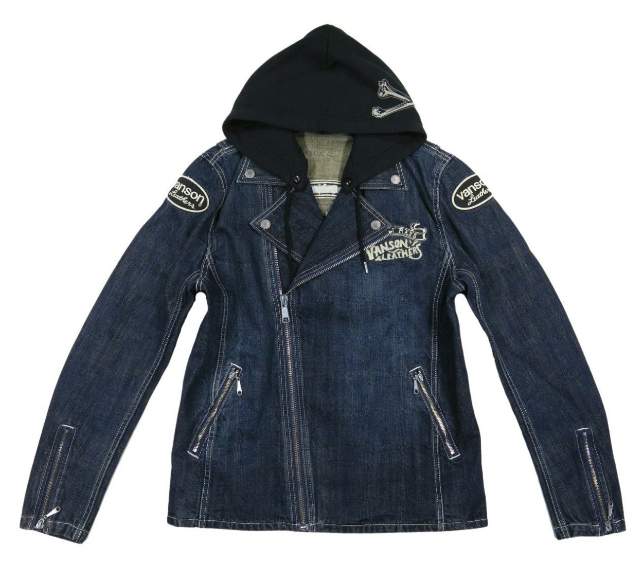 VANSON（バンソン） クロスボーン チェーン刺繍 デニム ダブル