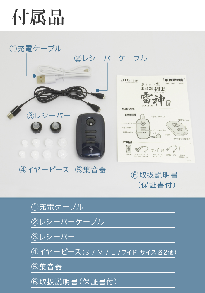 福耳 集音器 USB充電 ポケット型 デジタル 集音器 雷神 16チャンネル