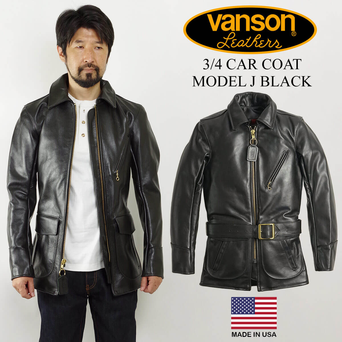 VANSON（バンソン） VANSON J 3/4 カーコート ブラック アメリカ製