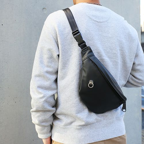 エシカルレザー シンプル ミニ ウエストポーチ オリジナル ボディ