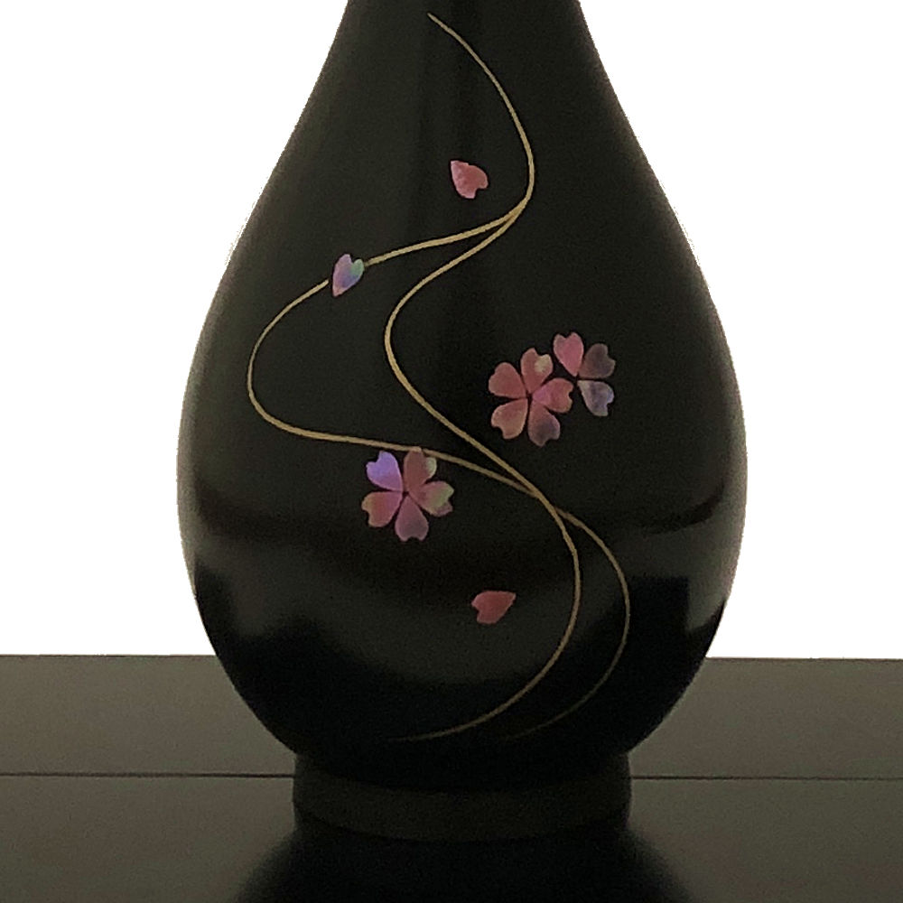 花瓶 螺鈿 (らでん）桜 高岡銅器 螺鈿細工 銅製花瓶 縁起物 あわび貝