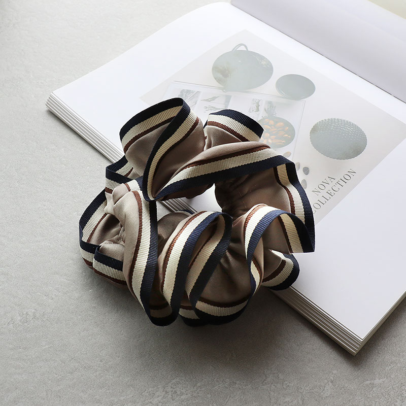 Jewel VOX シュシュ 黒 ピンク ヘアアクセサリー グログラン ボーダー