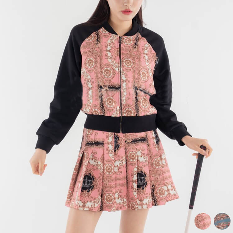 ゴルフウェア レディース 韓国 セットアップ スカート プリーツ A