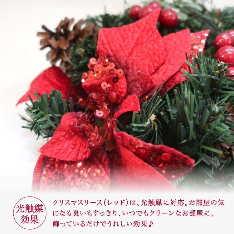 神戸花物語 1000円ポッキリ クリスマスリース レッド 光触媒 ギフト