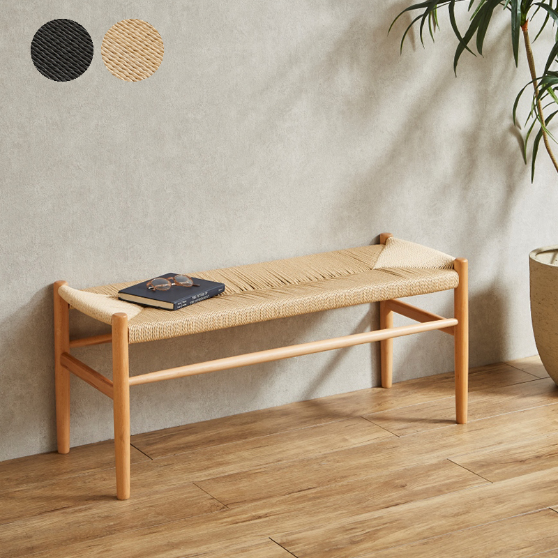ペーパーコード ベンチ 木製 北欧 おしゃれ 幅102 椅子 長椅子 玄関