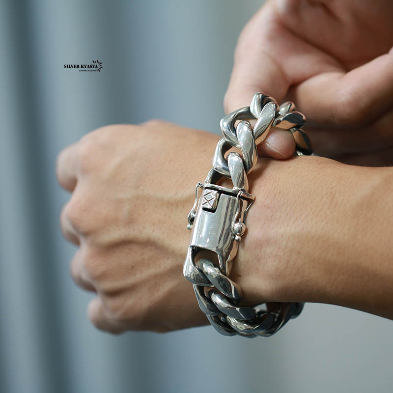 超重厚 シルバー925 喜平ブレスレット 喜平チェーン 極太 幅20mm