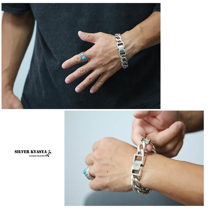 シルバー925 喜平ブレスレット 喜平チェーン 極太 幅16mm 中折式925