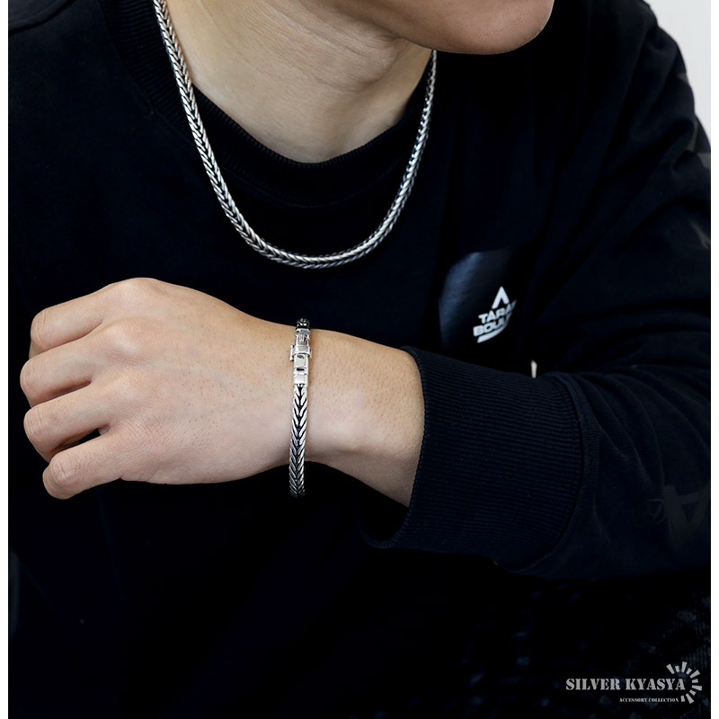 ブレスレット メンズ シルバー925 チェーンブレスレット 銀 刻印