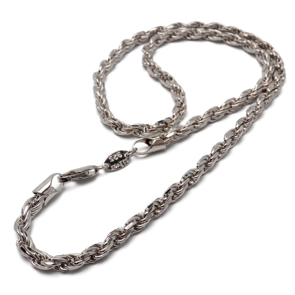 シルバー925 ロープチェーン ネックレス 幅4mm 50cm 燻し加工 silver 2
