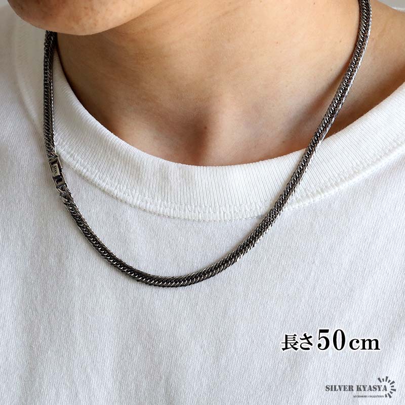 シルバー925 6面カット トリプル 喜平チェーンネックレス 中折れ 喜平