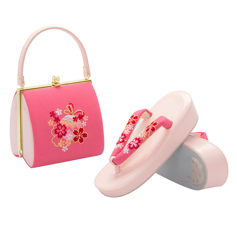 七五三 草履バッグセット 7歳 21cm 金 銀 ピンク 赤 水色 女の子