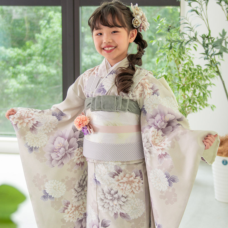 七五三 女の子 着物 7歳 購入 四つ身 バッグなしセット ピンク 水色