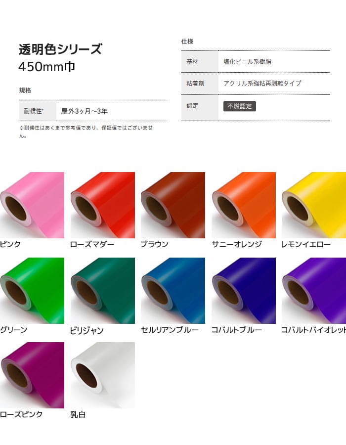 中川ケミカル カッティングシート 透明色シリーズ 450mm巾 : DIYSHOP