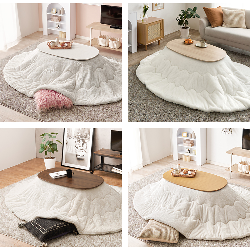 HAGiHARA（萩原） こたつセット こたつ 楕円形 幅90cm コンパクト