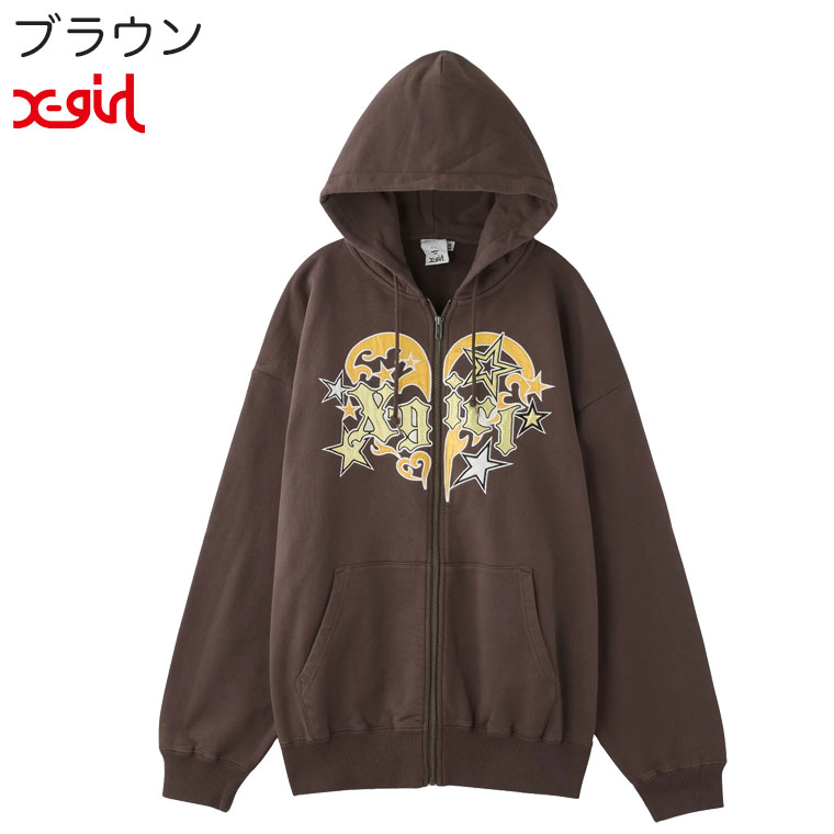 X-girl（エックスガール） スウェット パーカー TRIBAL HEART ZIP UP